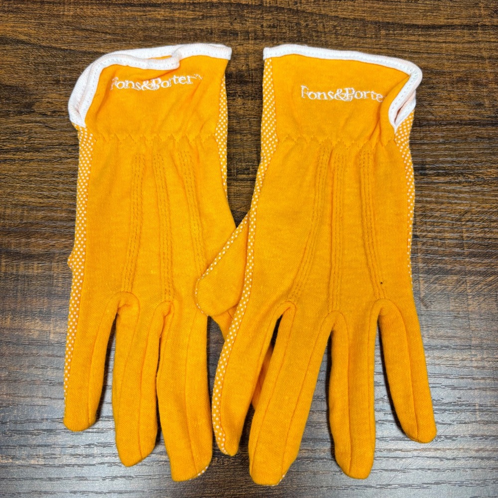 Vintage Fons & Porter Quilting Gloves Orange Rubberized Grip Sewing NotionsLarge